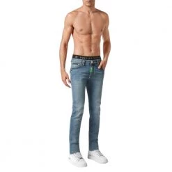 Philipp Plein Denim Trousers Super Straight Cut Premium Hexagon - Blå - 31 Blue