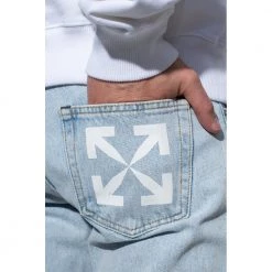 Off White Jeans With Logo Blue